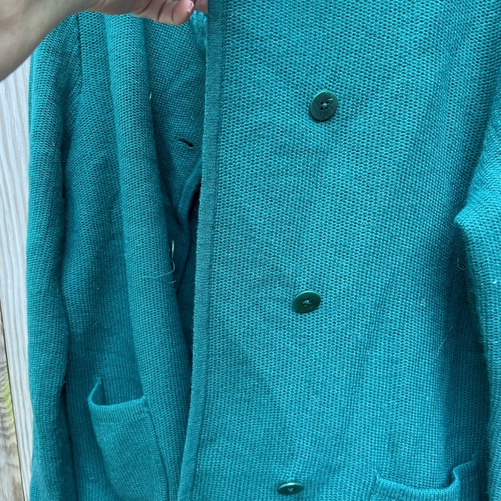 TALBOTS Green Double Breasted Cardigan Sweater size Large Petite - Picture 6 of 8